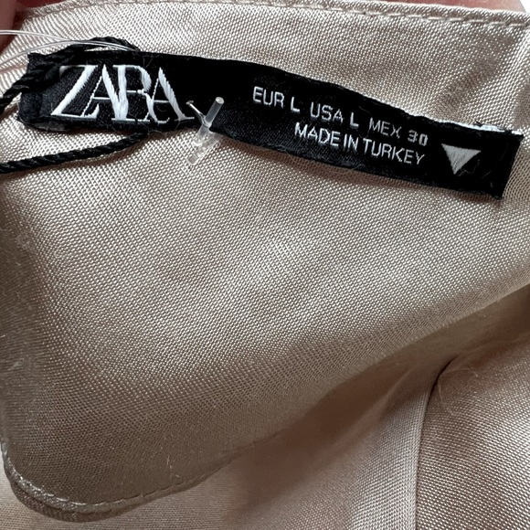 NWT Zara Champagne Satin Maxi Dress, L - Picture 6 of 8